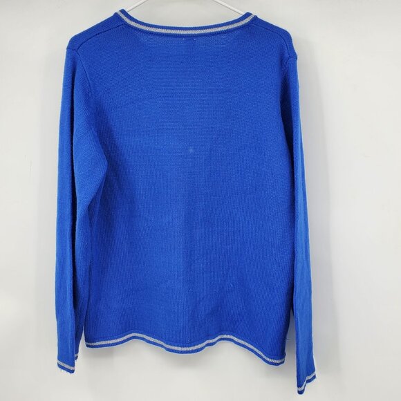 Polar Bear Christmas Y2K Cottage Skiing Graphic Button Up Cardigan Sweater Large - Picture 3 of 8